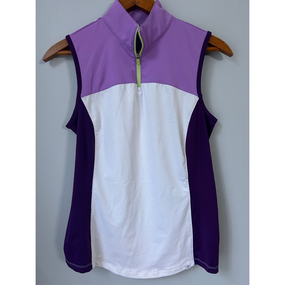 Lady Hagen Womens Purple Colorblock Sleeveless Golf Polo Shirt XS Quarter Zip